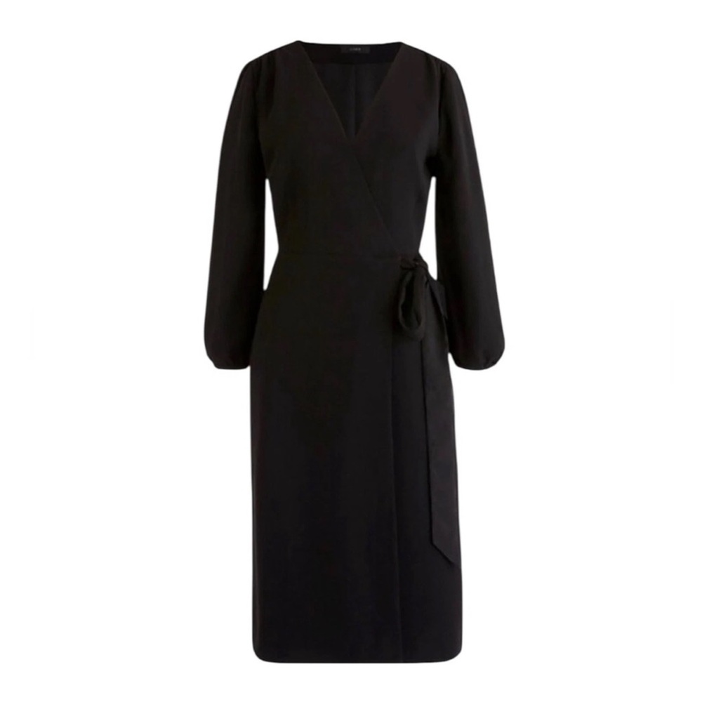 J. Crew Long Sleeve Wrap Dress Black Size 12